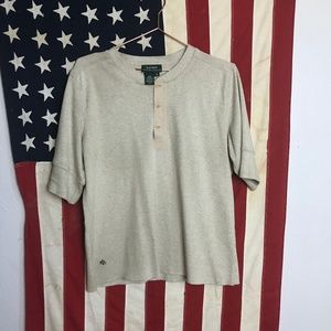 Lauren Ralph Lauren Cotton 3/4 Sleeve Cotton Top